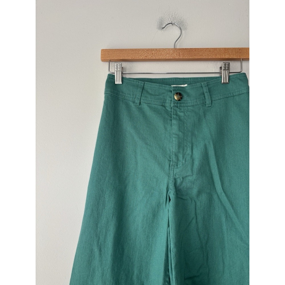 Billabong Free Fall High Waisted Wide Leg Raw Hem Twill Pants Green 27 - Picture 7 of 10
